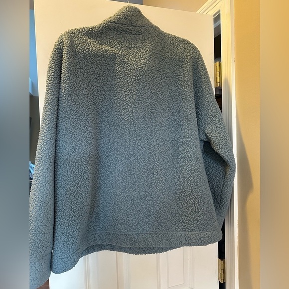 American Eagle Quarter Zip Pullover Sherpa Sweatshirt Cozy Blue Comfy XL - Picture 6 of 7